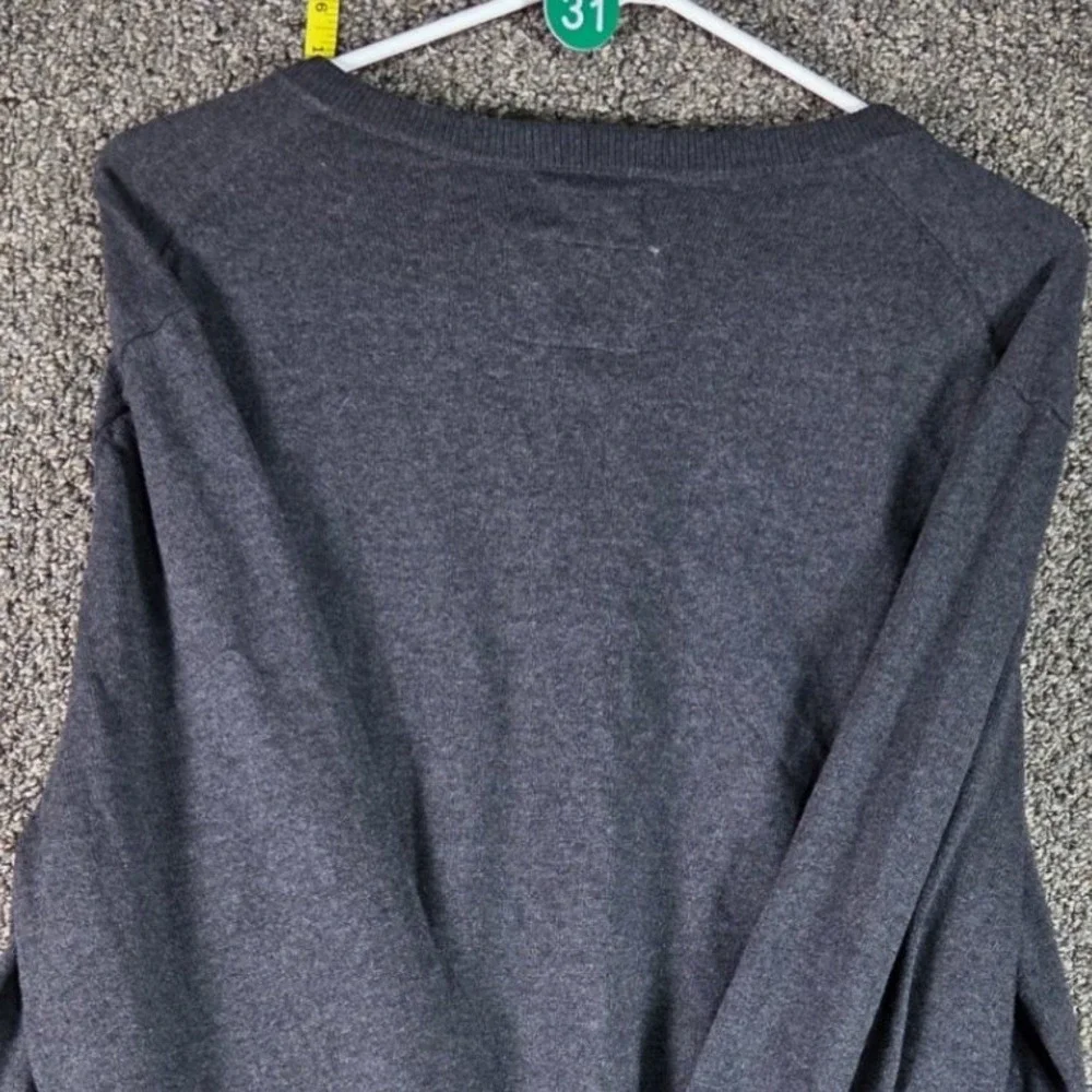 St. John's Bay V-Neck Sweater Mens Large Gray Cotton Blend Recycled Poly